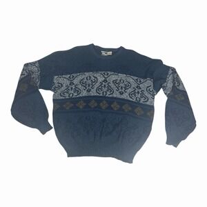 VTG Todays News Mens Acrylic Pullover 90s Rare Bust Print Sweater XLarge Geo